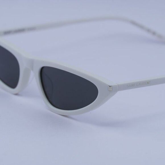 Saint Laurent SL703 003 Sunglasses Ivory Cat Eye Frame, Grey Lenses - Picture 8 of 10